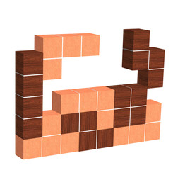 tetris game 3D wooden cubes