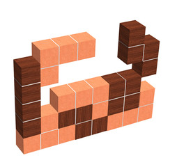 tetris game 3D wooden cubes