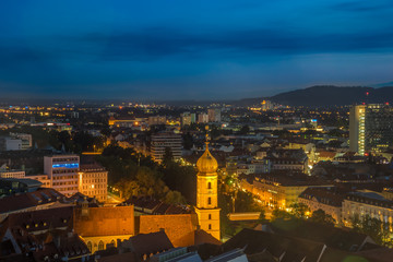 Illuminated church in Graz