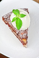 chocolate cake with jam ice cream