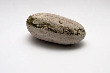 Decorative stone isolated on white studio background - macro shot, shallow depth of field