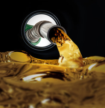Refilling fuel view from inside of gas tank of a car