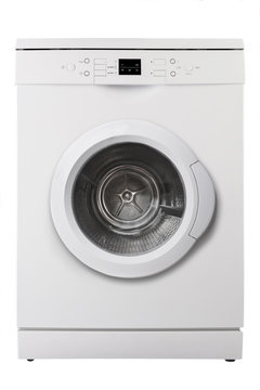 White dishwasher isolated on white background