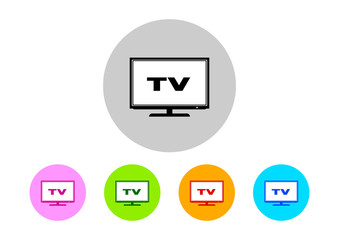 Colorful TV icons on white background