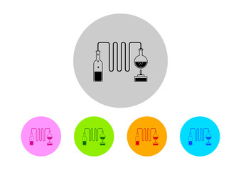Colorful scientific icons on white background