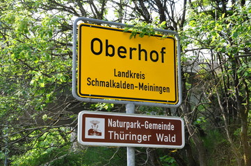 Ortsschild von Oberhof / Thüringer Wald