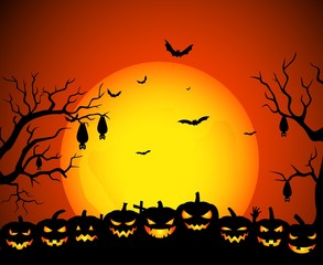 Halloween night background with full Moon