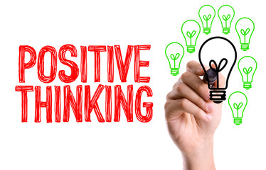 Hand with marker writing: Positive Thinking