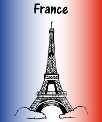 Fototapeta na wymiar France flag Eiffel Tower