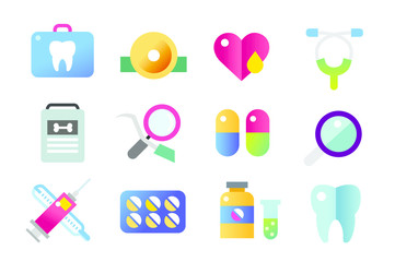 Medicine vector icons set. Doctors tools for health care
