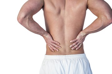Midsection of man undergoing back pain