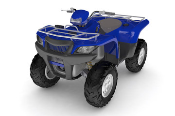 Blue terrain vehicle on a white background.