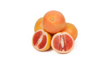 grapefruit and slice with leaves isolated
