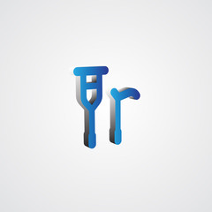 Blue 3d Crutch Cane illustration