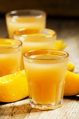Mango juice, selective focus