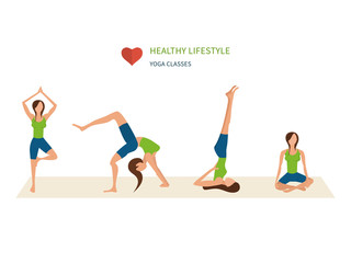 Modern flat vector icons of healthy lifestyle, fitness and