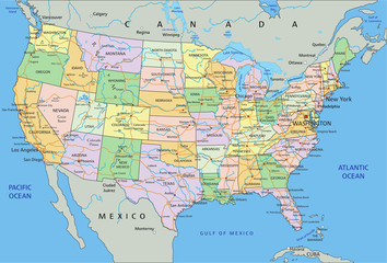 United States of America - Highly detailed editable political map with labeling. - 91936581