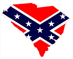 South Carolina Map And Confederate Flag