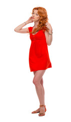 Attractive redhead woman posing