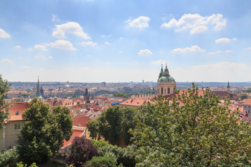Fototapeta premium Panorama of Mala Strana (Lesser Town) and St. Nicholas Church, Prague