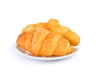 fresh croissant on white background