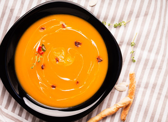 Delicious pumpkin soup puree