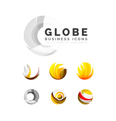 Set of globe sphere or circle logo business icons