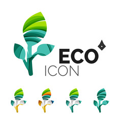 Set of abstract eco leaf icons, business logotype nature