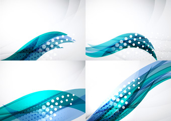 Set of abstract backgrounds. Elegant colorful decorated lines
