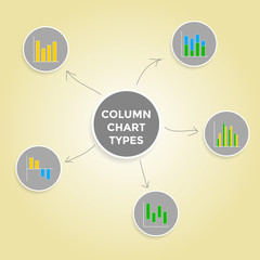Mind map column chart types - Set of Infographic Elements