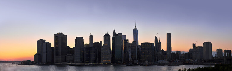 Fototapeta na wymiar Dusk Manhattan panorama silhouette