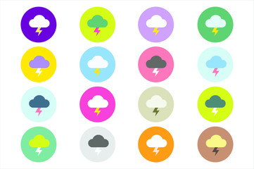 Attention warning cloud sign icons set