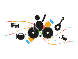 Disc jockey mixing music party