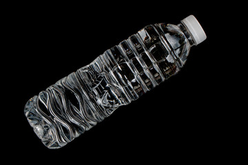 water bottle isolated on black background.
