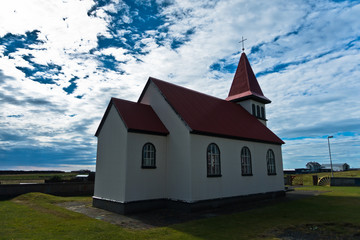 Traditional icelandic wooden church in Grindavik, Iceland