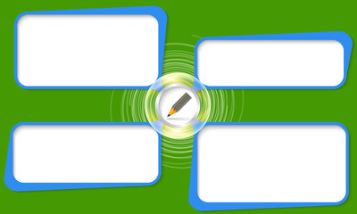 Obraz premium Four connected frames for your text and pencil