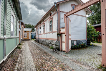 Old wooden houses in Rauma Finland