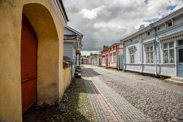 Old wooden houses in Rauma Finland