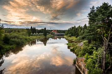 Sunset river lanscape in Helsinki