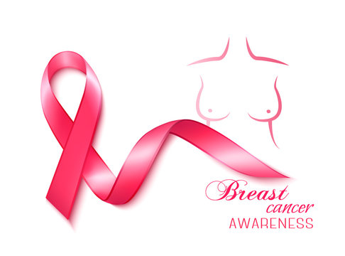 Breast cancer awareness ribbon. Vector.