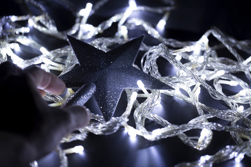 Christmas star with Christmas lighting blubs