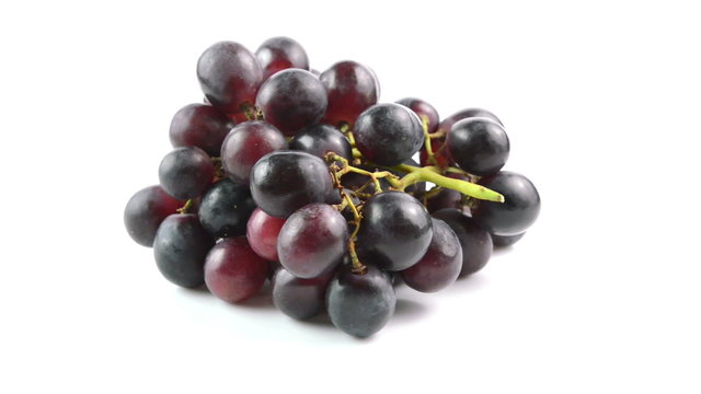 Black grapes rotating  on white background