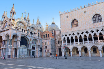 Fototapeta na wymiar The Cathedral Basilica of Saint Mark and Doge's Palace. Venice, Italy
