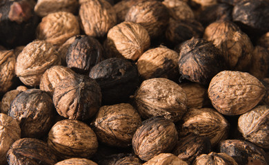 Un paniere di noci non lavorate