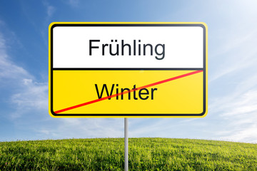 Schild, Winter -> Fr&uuml;hling
