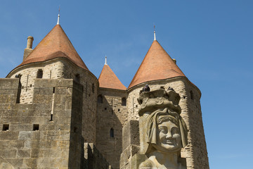 walls and towers of the medieval town of Carcassonne, France