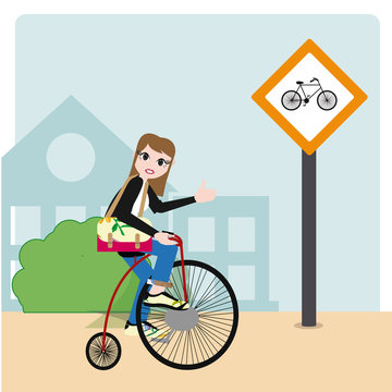 people on bicycle illustration over color background