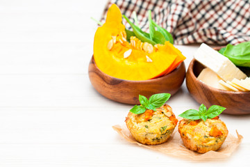 pumpkin muffins with cheese and seeds