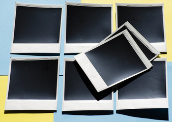 Instant photo on colored background. Polaroid