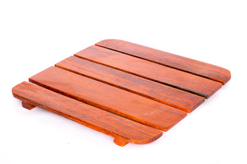 Wooden plate on white background.